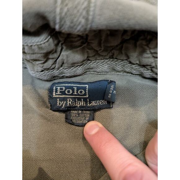 VTG Polo Ralph Lauren Hoodie Big Pony Mens S Army Green Henley Elbow Pads - Picture 4 of 9